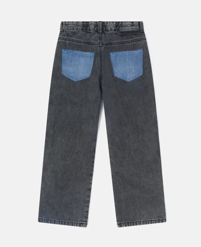 Contrast Panel Straight-Leg Denim Jeans Contrast Panel Straight-Leg Denim Jeans