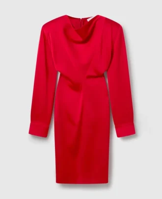 Cowl Neck Long-Sleeve Midi Dress
