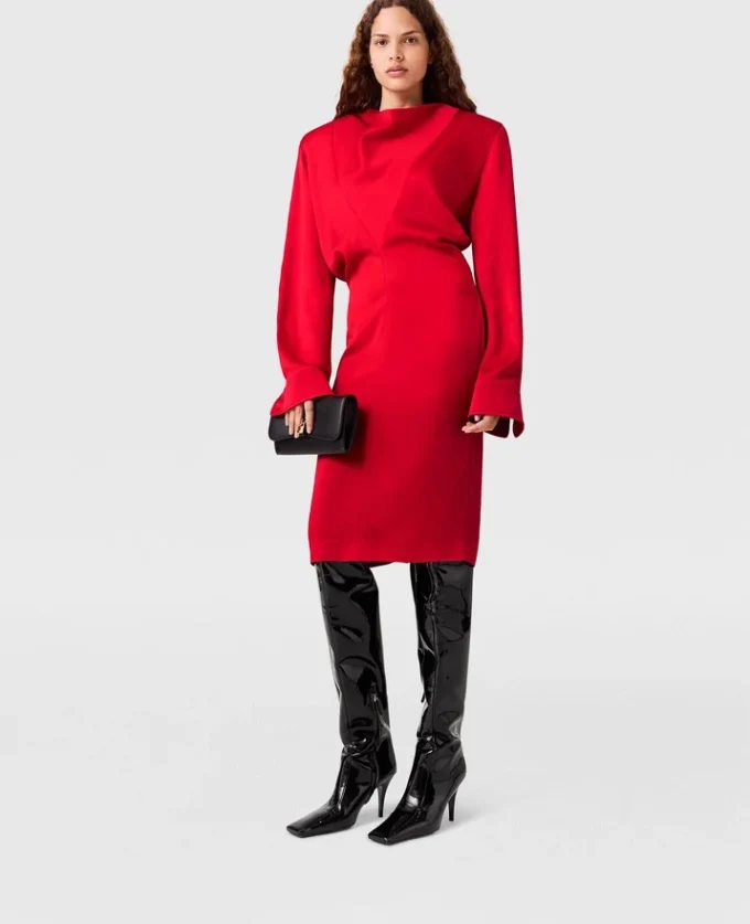 Cowl Neck Long-Sleeve Midi Dress Cowl Neck Long-Sleeve Midi Dress