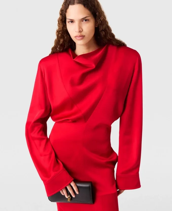 Cowl Neck Long-Sleeve Midi Dress Cowl Neck Long-Sleeve Midi Dress