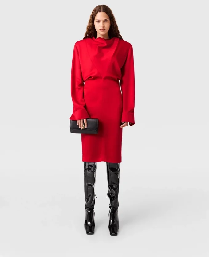 Cowl Neck Long-Sleeve Midi Dress Cowl Neck Long-Sleeve Midi Dress