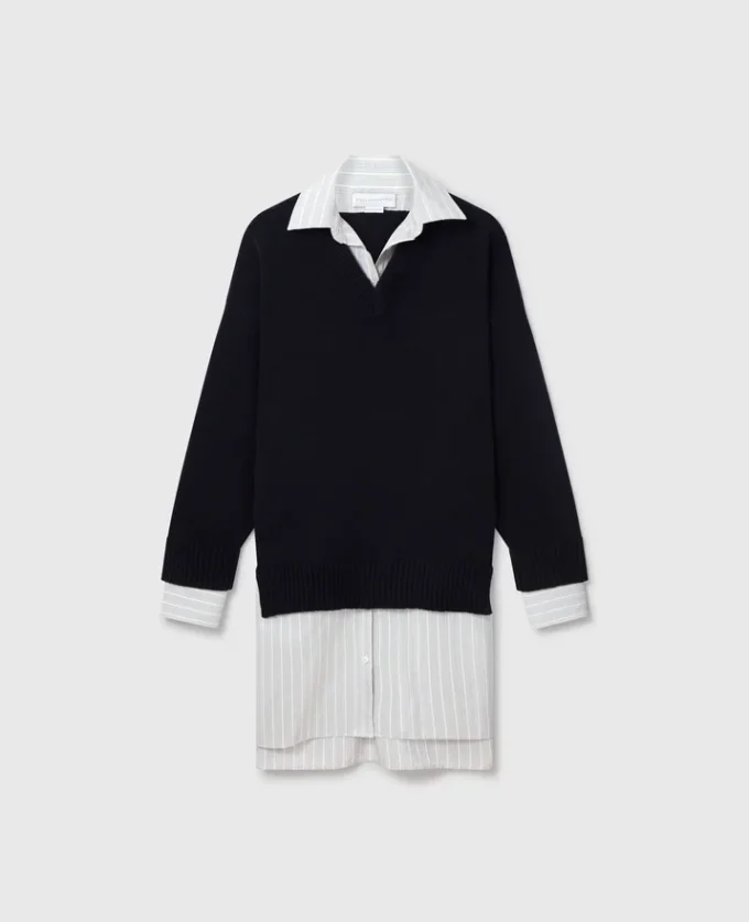 Crewneck Sweater Shirt Dress Crewneck Sweater Shirt Dress