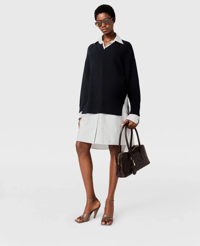Crewneck Sweater Shirt Dress Crewneck Sweater Shirt Dress