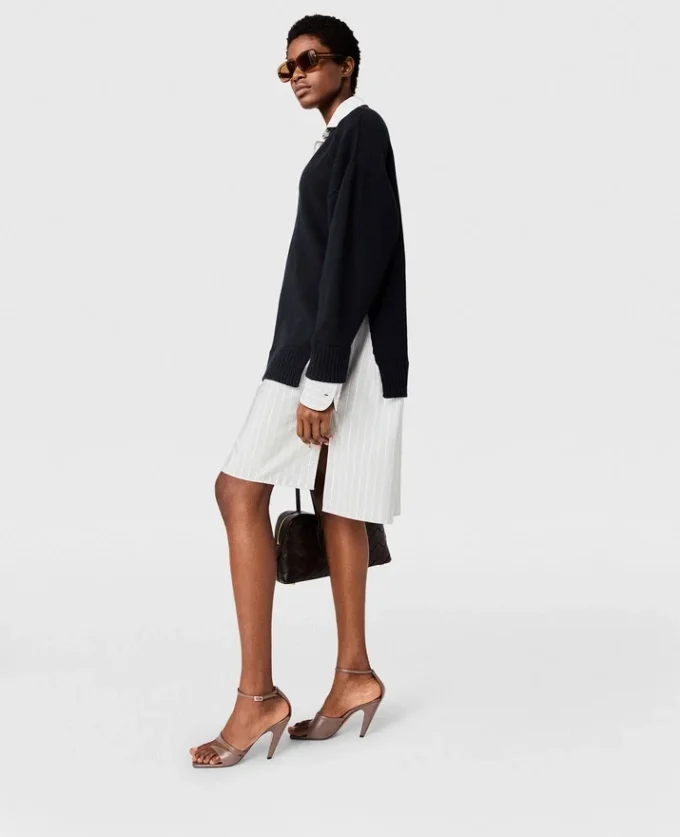 Crewneck Sweater Shirt Dress Crewneck Sweater Shirt Dress