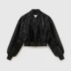 Crocodile-Embossed Cropped Bomber Jacket Crocodile-Embossed Cropped Bomber Jacket