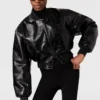 Crocodile-Embossed Cropped Bomber Jacket Crocodile-Embossed Cropped Bomber Jacket