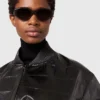 Crocodile-Embossed Cropped Bomber Jacket Crocodile-Embossed Cropped Bomber Jacket