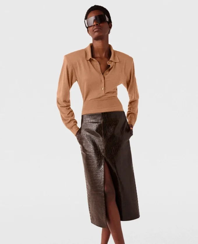 Crocodile Embossed Midi Skirt Crocodile Embossed Midi Skirt