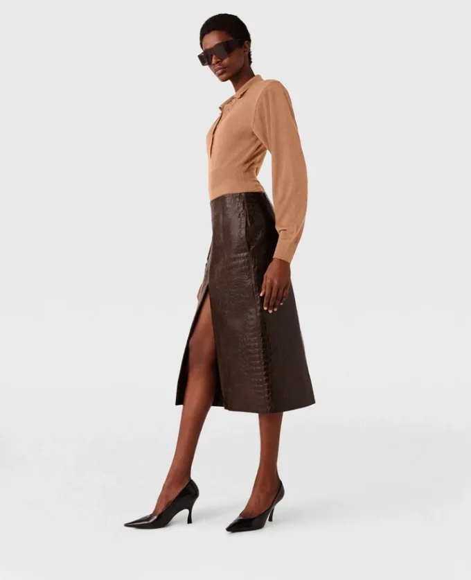 Crocodile Embossed Midi Skirt Crocodile Embossed Midi Skirt