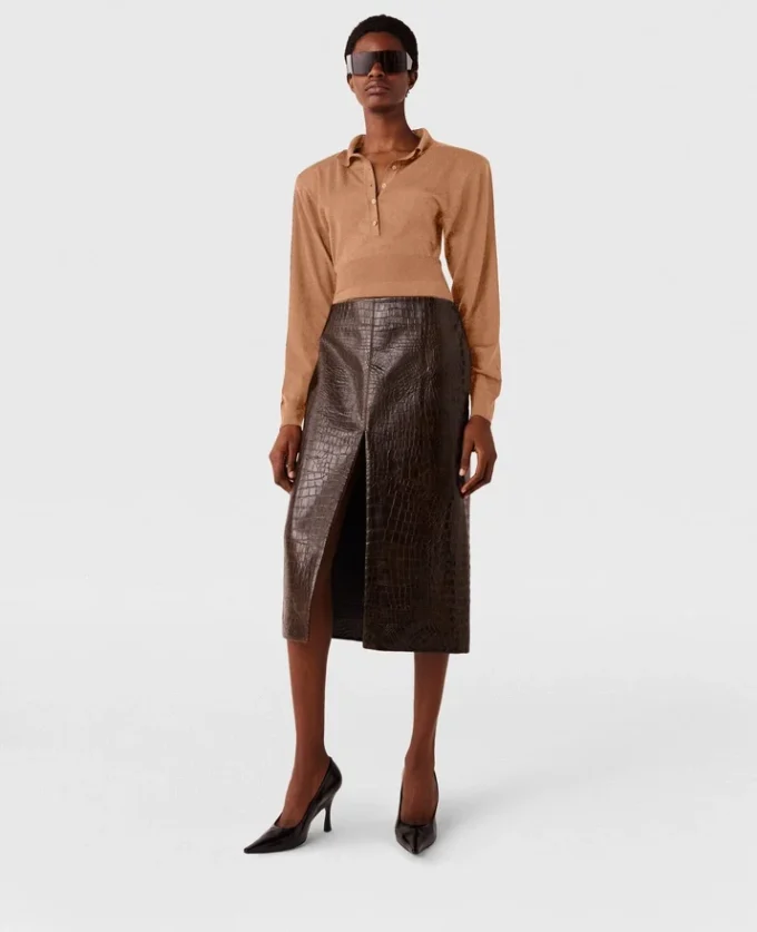 Crocodile Embossed Midi Skirt Crocodile Embossed Midi Skirt