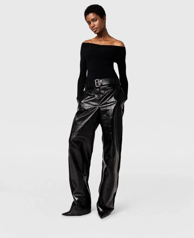 Crocodile-Embossed Straight-Leg Pants Crocodile-Embossed Straight-Leg Pants