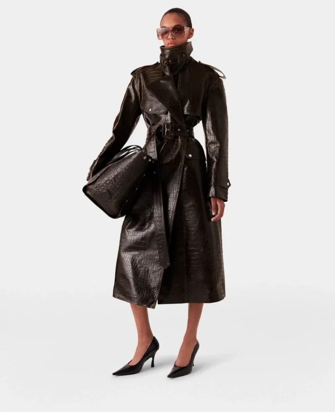 Crocodile Embossed Trench Coat Crocodile Embossed Trench Coat