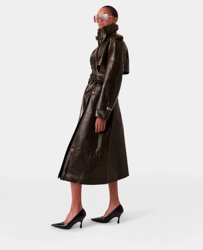 Crocodile Embossed Trench Coat Crocodile Embossed Trench Coat