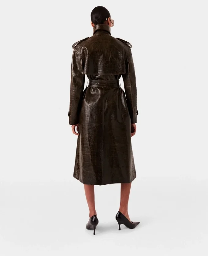 Crocodile Embossed Trench Coat Crocodile Embossed Trench Coat