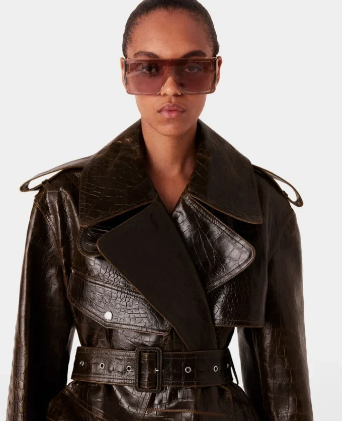 Crocodile Embossed Trench Coat Crocodile Embossed Trench Coat
