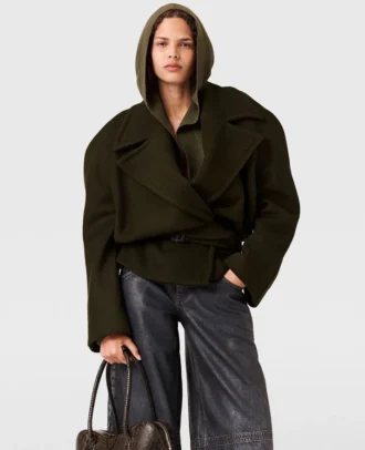 Cropped Belted Trench Jacket
