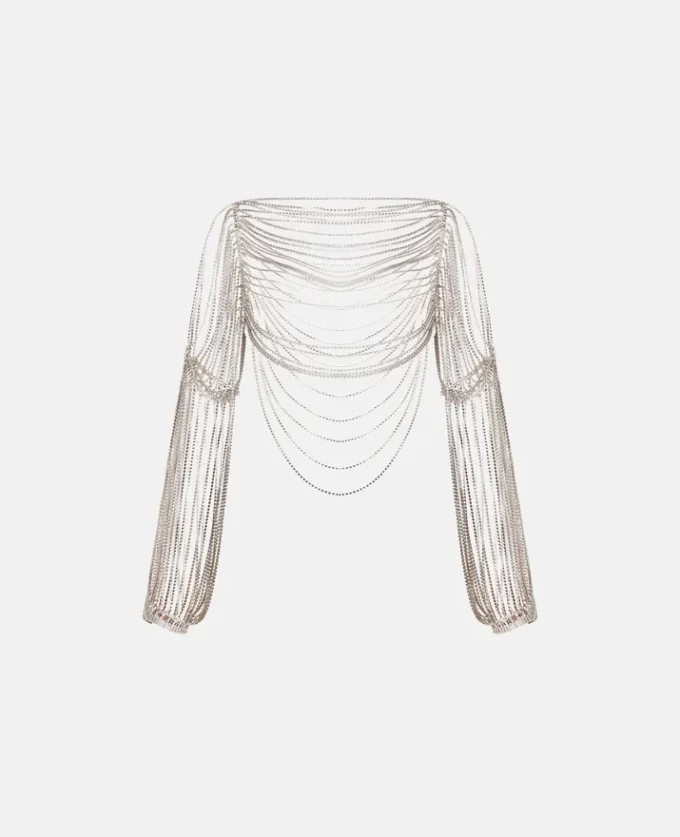 Crystal Chain Sleeve Top Crystal Chain Sleeve Top