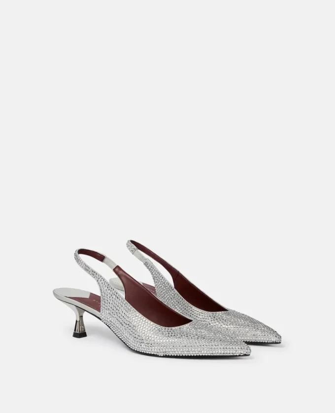 Crystal-Embellished Kitten Heel Slingbacks Crystal-Embellished Kitten Heel Slingbacks