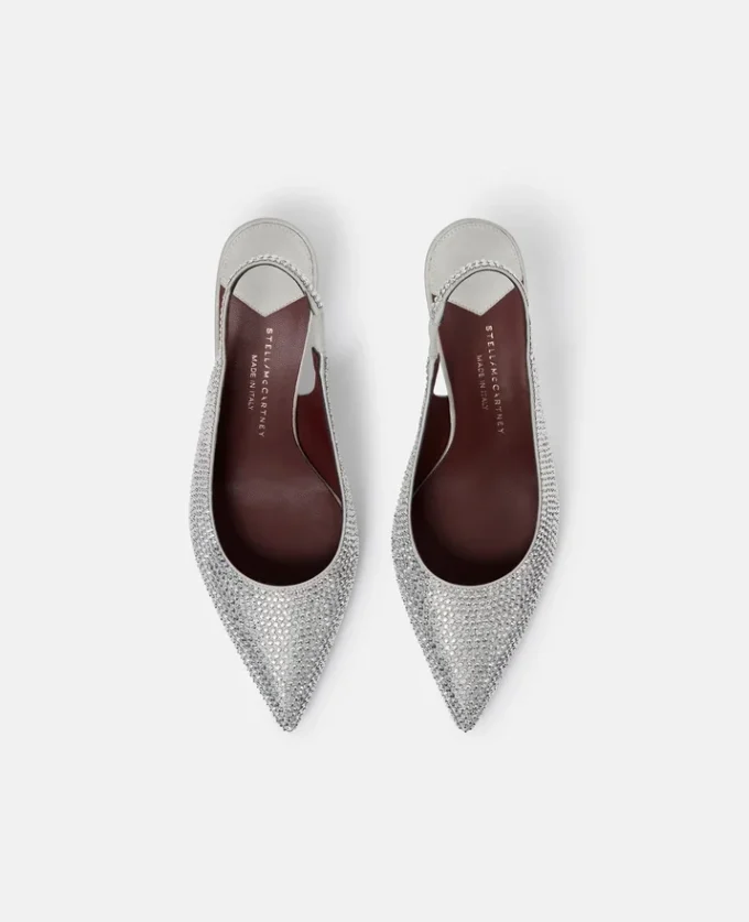 Crystal-Embellished Kitten Heel Slingbacks Crystal-Embellished Kitten Heel Slingbacks
