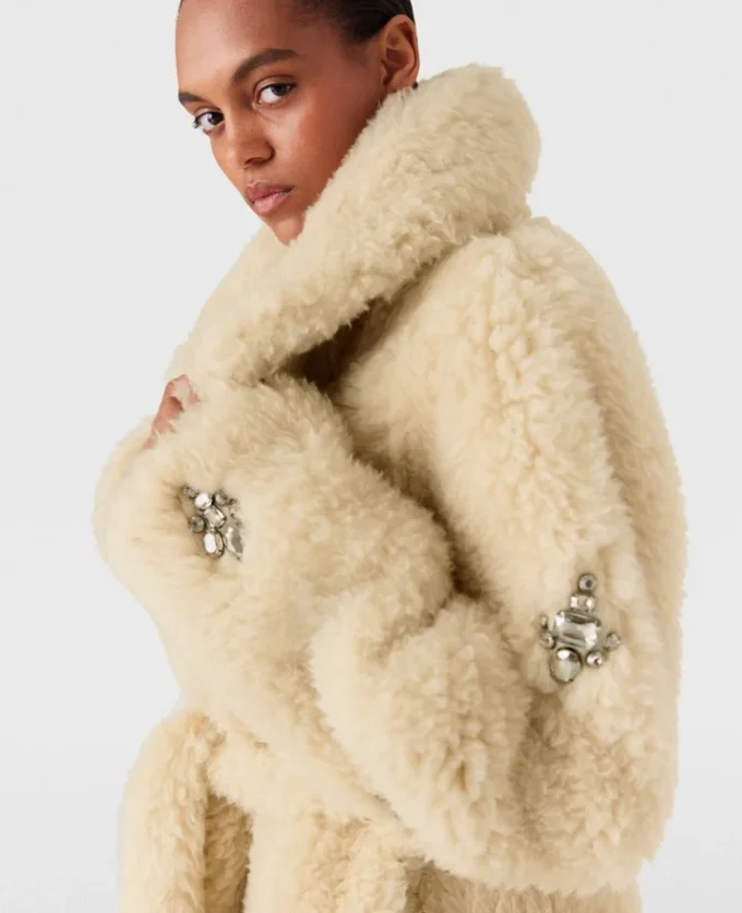 Crystal-Embellished Plush Teddy Coat Crystal-Embellished Plush Teddy Coat