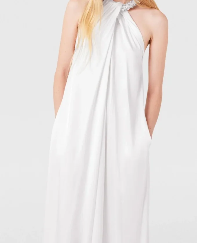 Crystal Halterneck Satin Maxi Dress Crystal Halterneck Satin Maxi Dress