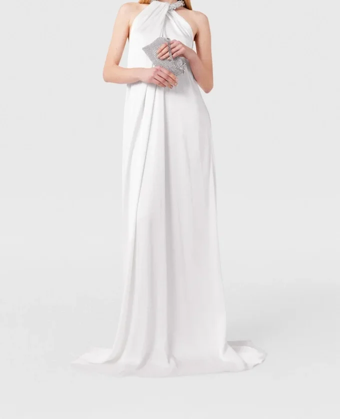 Crystal Halterneck Satin Maxi Dress Crystal Halterneck Satin Maxi Dress