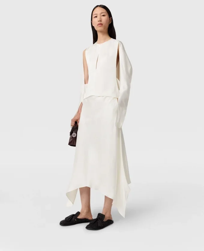 Cape-Sleeve Cut-Out Satin Top Cape-Sleeve Cut-Out Satin Top