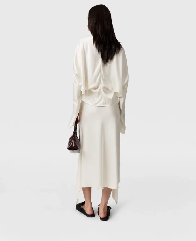Curved Hem Satin Midi Skirt Curved Hem Satin Midi Skirt