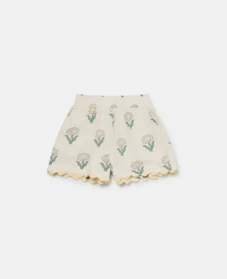 Daisies Elasticated Scalloped-Trim Shorts