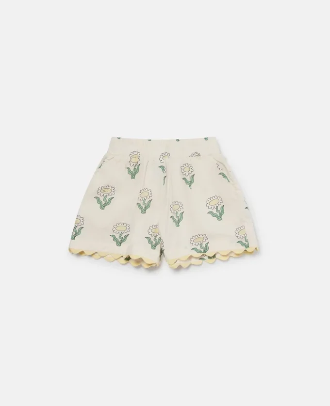 Daisies Elasticated Scalloped-Trim Shorts Daisies Elasticated Scalloped-Trim Shorts