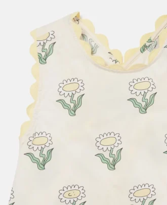 Daisies Sleeveless Scalloped-Trim Top