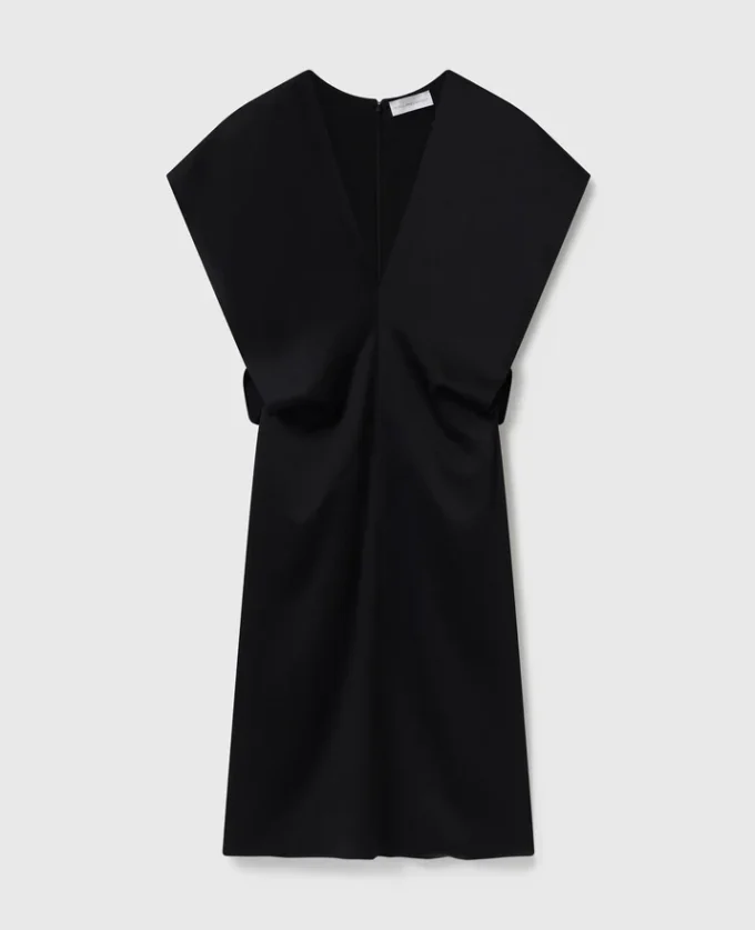 Deep V Cap Sleeved Midi Dress Deep V Cap Sleeved Midi Dress
