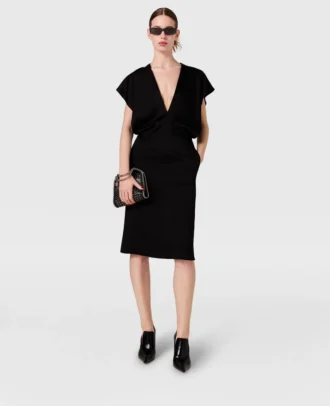 Deep V Cap Sleeved Midi Dress Deep V Cap Sleeved Midi Dress