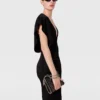 Deep V Cap Sleeved Midi Dress Deep V Cap Sleeved Midi Dress