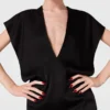 Deep V Cap Sleeved Midi Dress Deep V Cap Sleeved Midi Dress