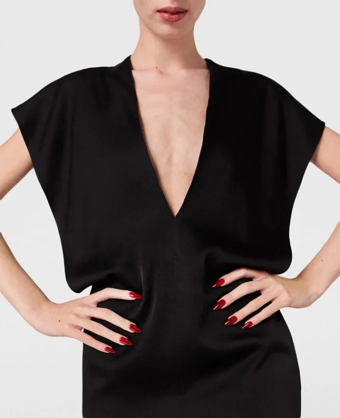 Deep V Cap Sleeved Midi Dress Deep V Cap Sleeved Midi Dress