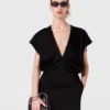 Deep V Cap Sleeved Midi Dress Deep V Cap Sleeved Midi Dress