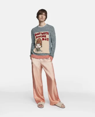 Don’t Waste Another Day’ Slogan Cotton Knit Jumper