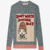 Don’t Waste Another Day’ Slogan Cotton Knit Jumper Don’t Waste Another Day’ Slogan Cotton Knit Jumper