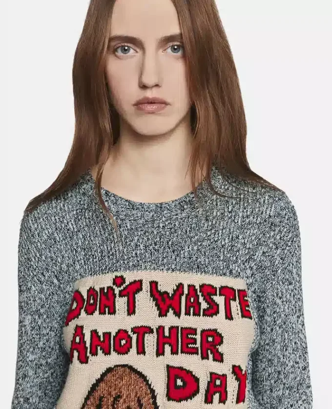 Don’t Waste Another Day’ Slogan Cotton Knit Jumper Don’t Waste Another Day’ Slogan Cotton Knit Jumper