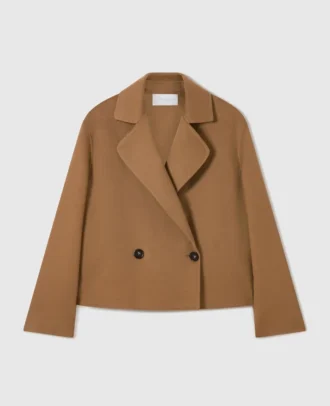 Double-Breasted Cropped Peacoat Jacket