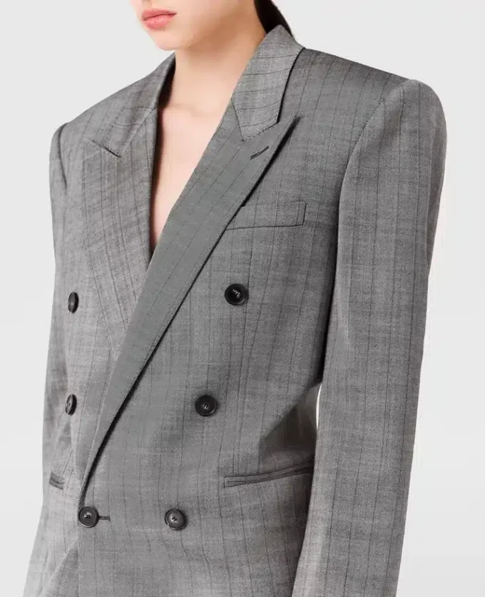 Double-Breasted Pinstripe Blazer Mini Dress Double-Breasted Pinstripe Blazer Mini Dress