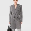 Double-Breasted Pinstripe Blazer Mini Dress Double-Breasted Pinstripe Blazer Mini Dress