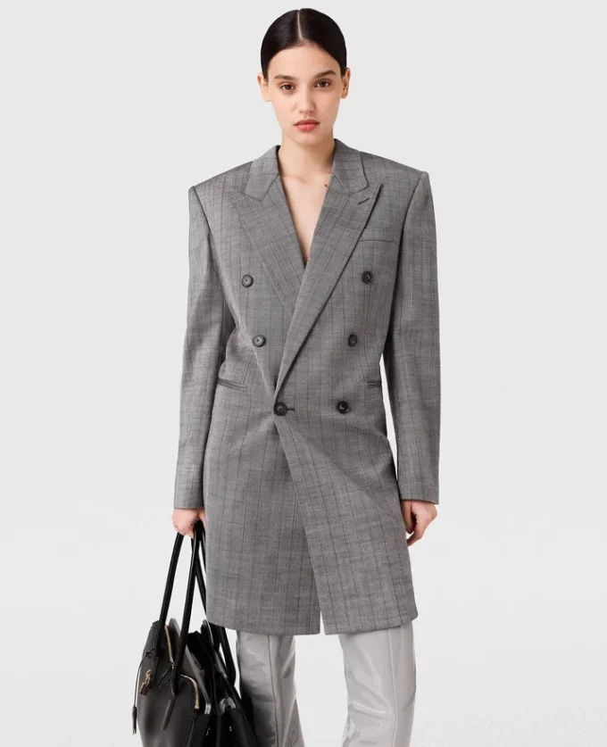 Double-Breasted Pinstripe Blazer Mini Dress Double-Breasted Pinstripe Blazer Mini Dress