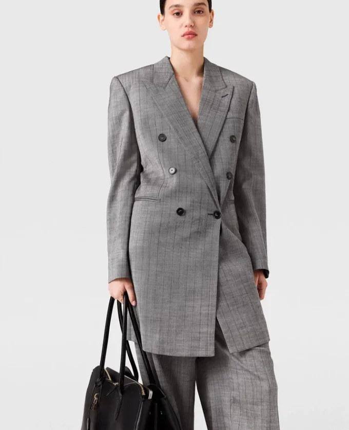 Double-Breasted Pinstripe Blazer Mini Dress Double-Breasted Pinstripe Blazer Mini Dress