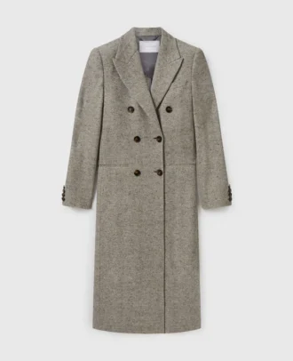 Double-Breasted Tweed Long Coat