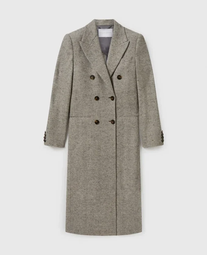 Double-Breasted Tweed Long Coat Double-Breasted Tweed Long Coat