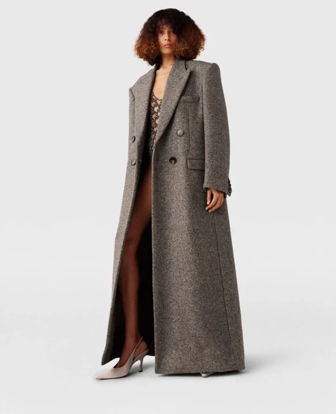 Double-Breasted Tweed Long Coat Double-Breasted Tweed Long Coat