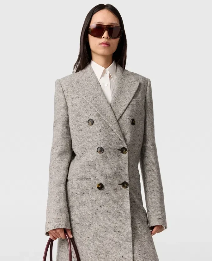 Double-Breasted Tweed Long Coat Double-Breasted Tweed Long Coat