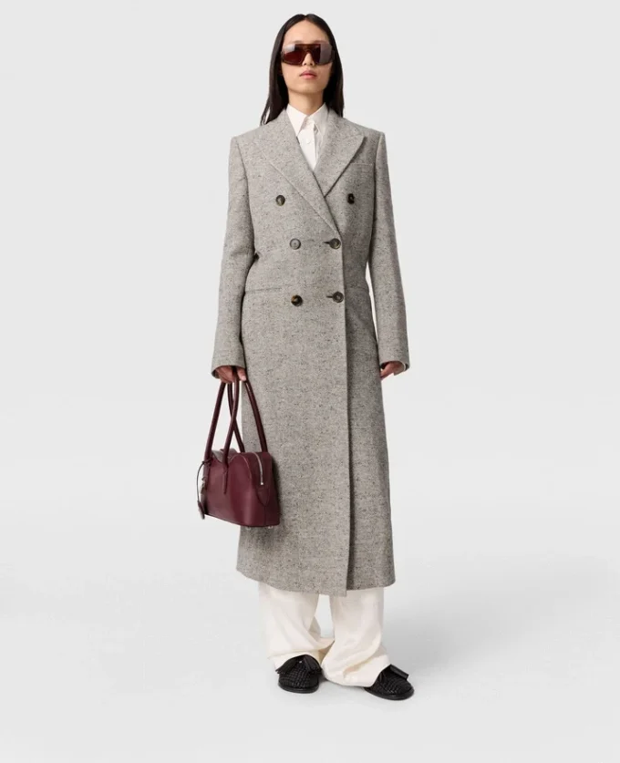 Double-Breasted Tweed Long Coat Double-Breasted Tweed Long Coat